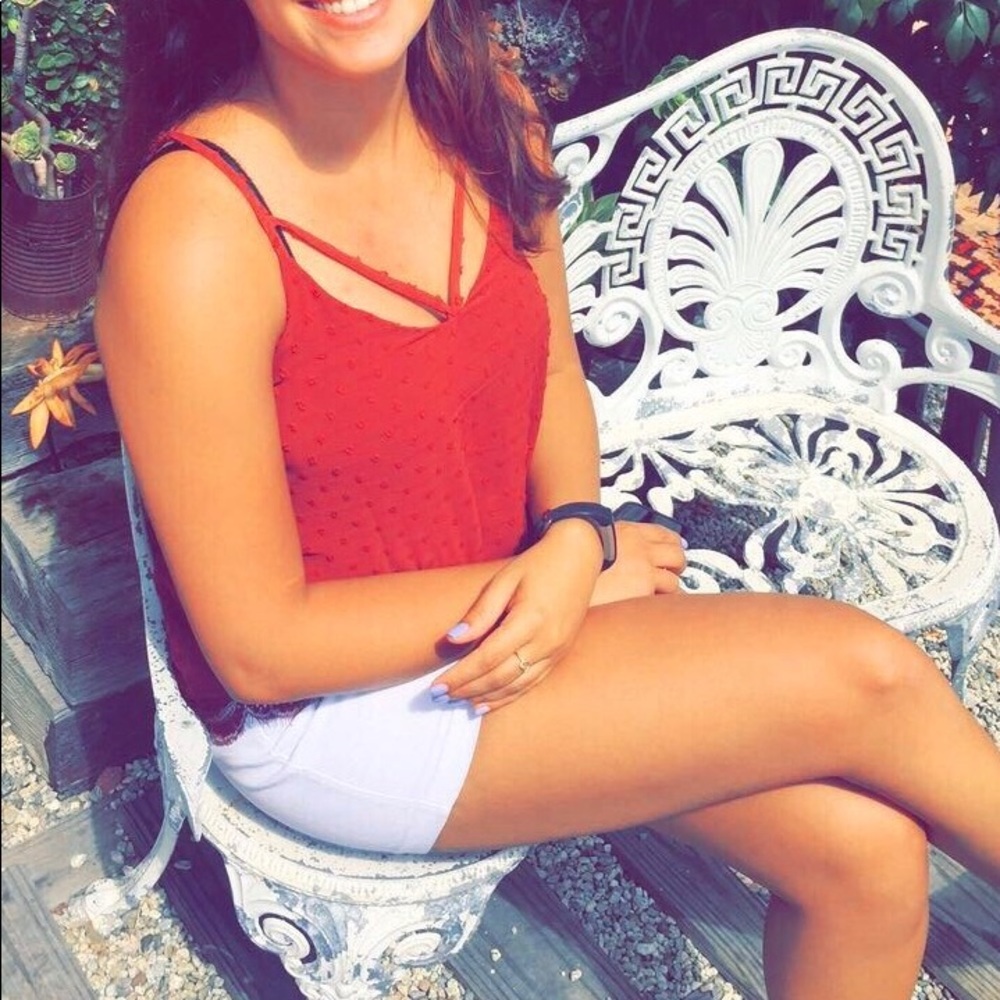 Red Lacy strappy tank top